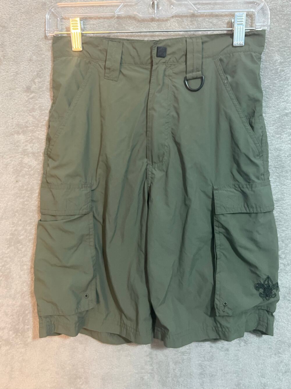 Boys Scouts of America Cargo Shorts X-Small Army Green Supplex Nylon Scouting